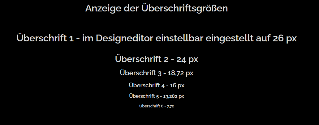 Größen der Überschriften